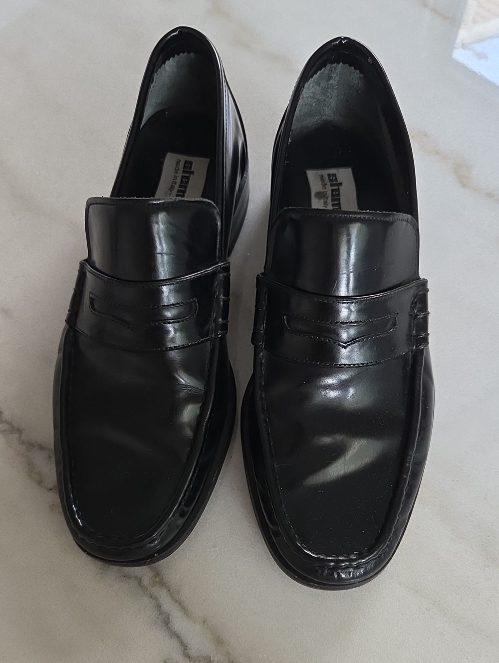 Stemar Black Leather Penny Loafers Size 5
